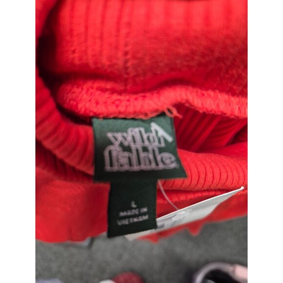 Wild Fable Bright Red Long Sleeve Turtleneck Dress L Ribbed Knit Fabric - Picture 4 of 4